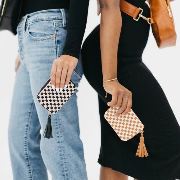 Wynona Woven Wallet Check Brown Cream - Picture 3 of 3